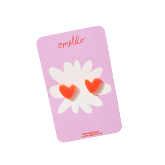NEON RED HEART STUDS