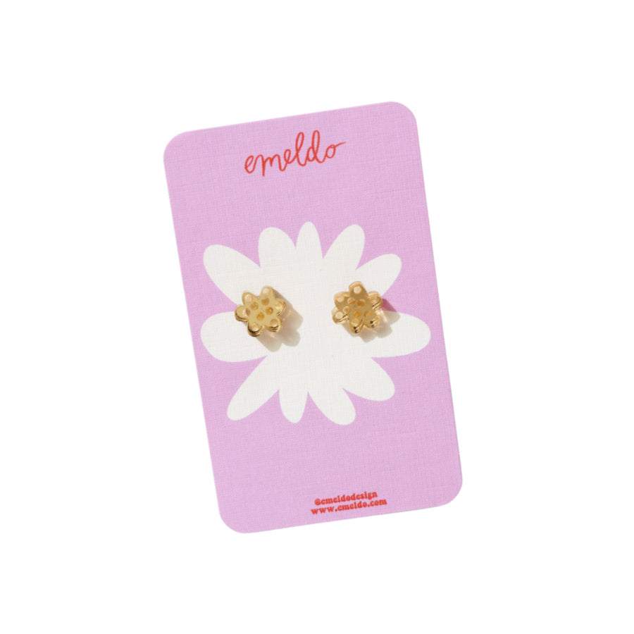 GOLD MIRROR FLOWER STUDS