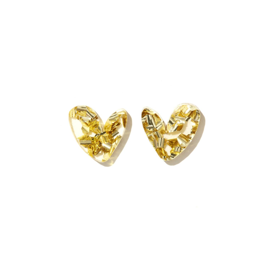 Gold Heart Studs