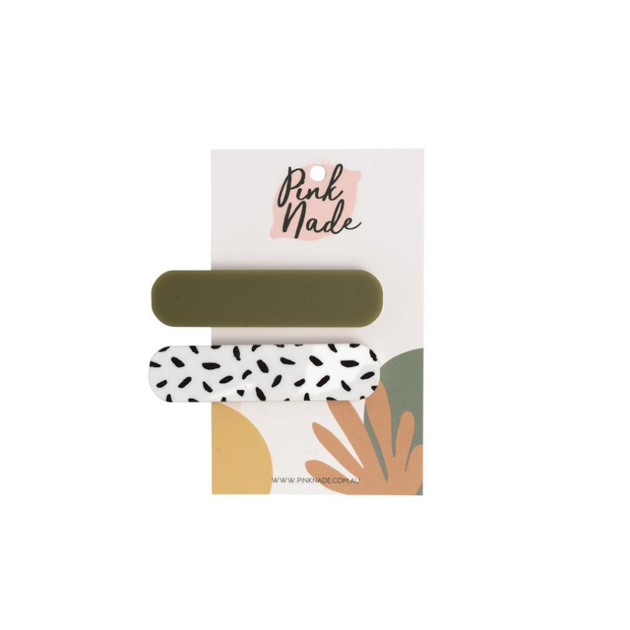 Olive Spot Hair Clips