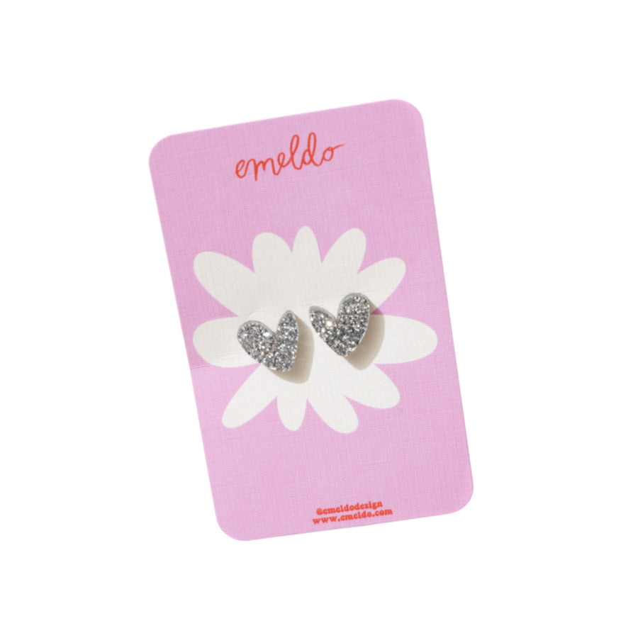 SILVER HEART STUDS