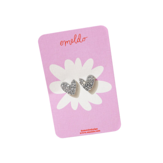 SILVER HEART STUDS