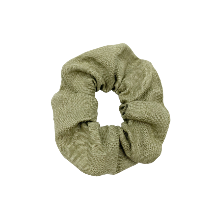 Olive Linen Scrunchie
